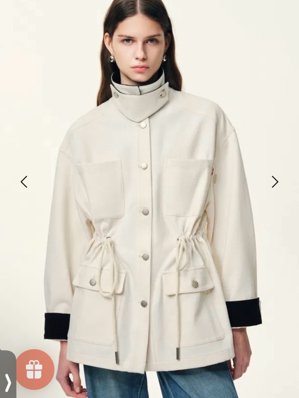 NWT Amy Drawstring Waist White Cowboy Jacket – Cotton Denim
